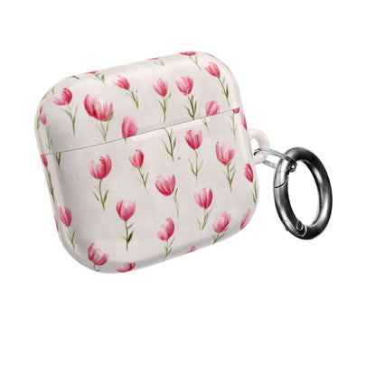 AirPod Case — Pink Watercolor Tulip Floral Protective Cover