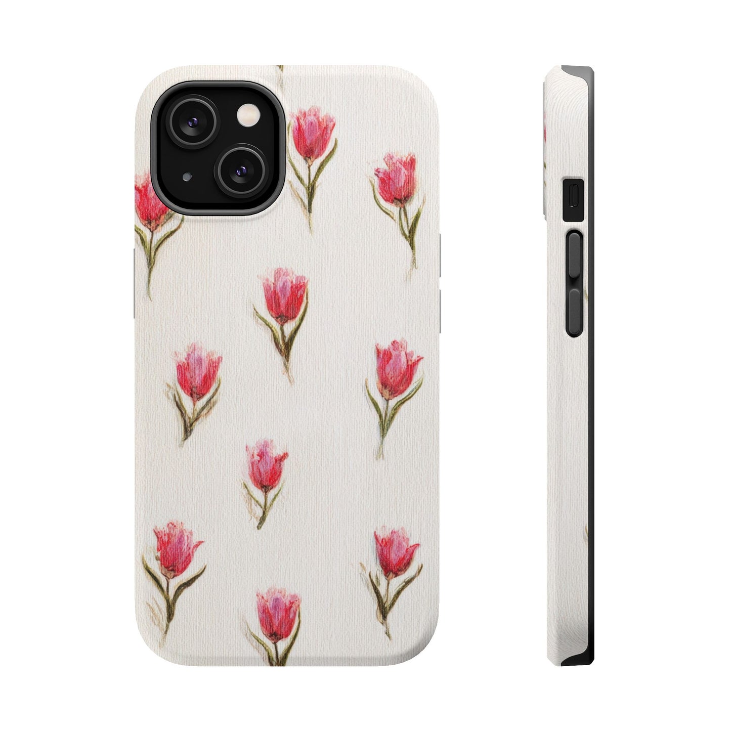 Floral Tulip Pattern Magnetic Impact-Resistant Phone Case