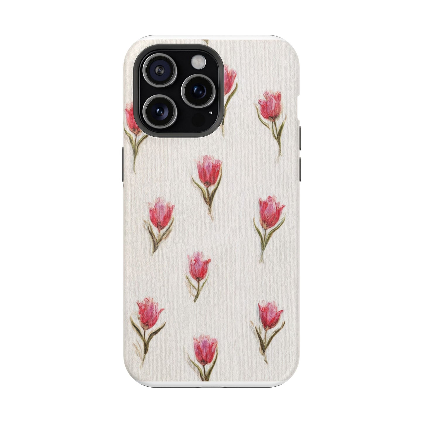 Floral Tulip Pattern Magnetic Impact-Resistant Phone Case