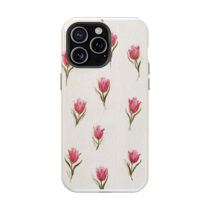 Floral Tulip Pattern Magnetic Impact-Resistant Phone Case