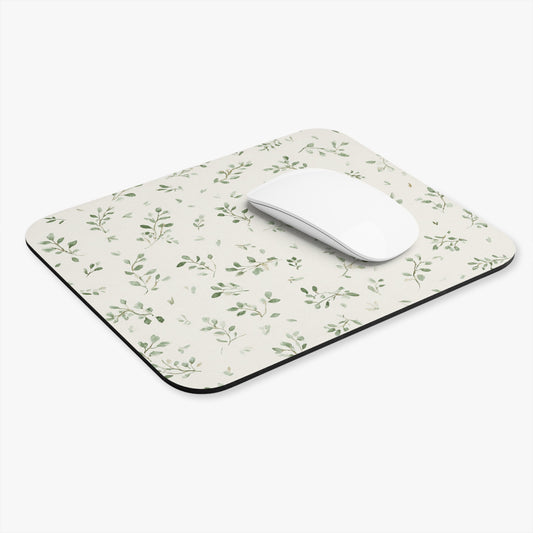 Botanical Leaf Rectangle Mouse Pad — Minimal Greenery Desk Mat
