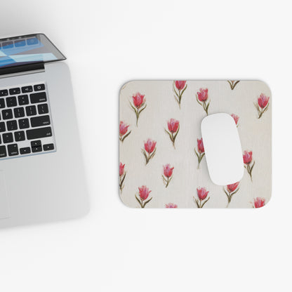 Floral Tulip Mouse Pad — Pink Watercolor Desk Mat