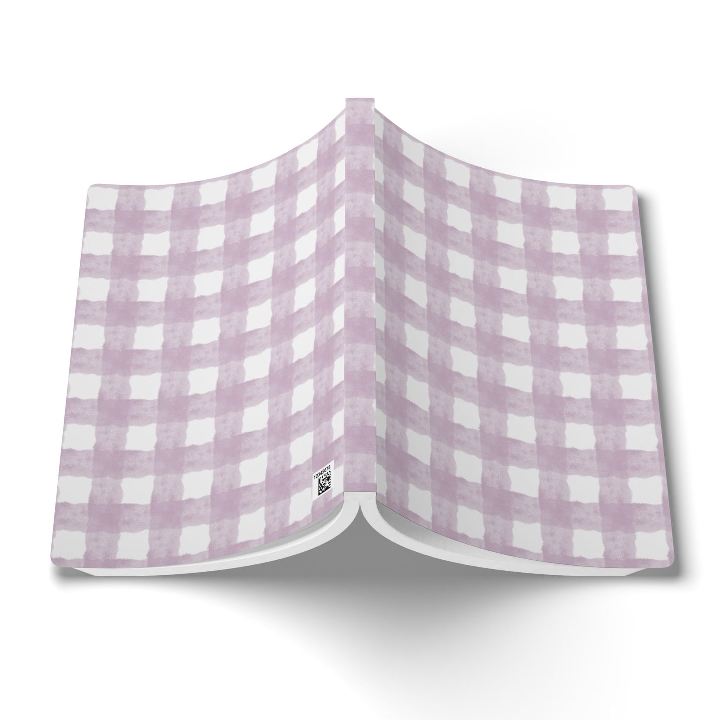 Lavender Gingham Softcover Journal — Floral Plaid Notebook for Notes & Planning