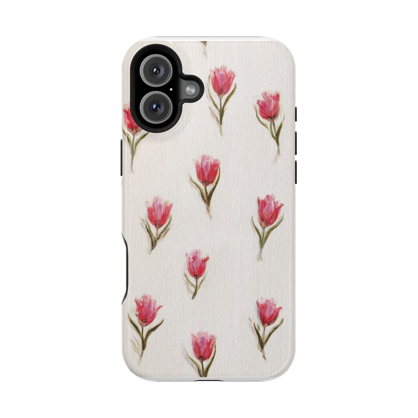Floral Tulip Pattern Magnetic Impact-Resistant Phone Case