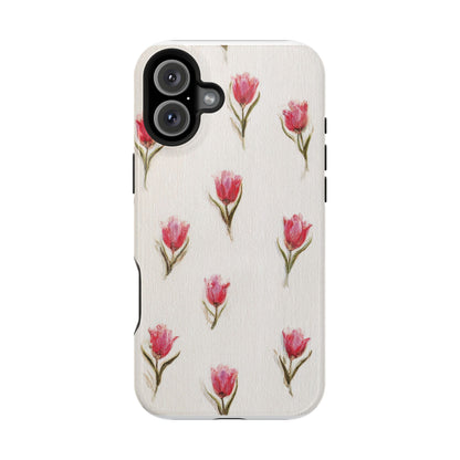 Floral Tulip Pattern Magnetic Impact-Resistant Phone Case