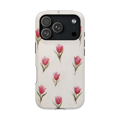 Floral Tulip Pattern Magnetic Impact-Resistant Phone Case