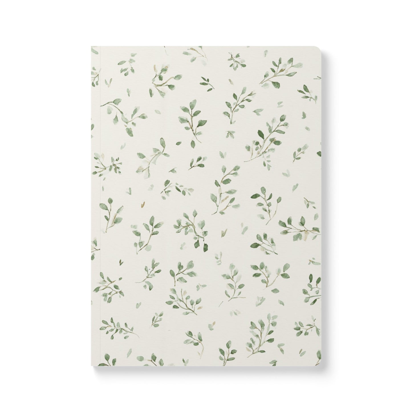 Botanical Softcover Journal — Green Leaf Pattern Lined Notebook