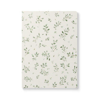 Botanical Softcover Journal — Green Leaf Pattern Lined Notebook