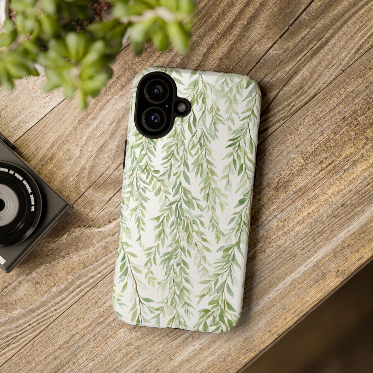 Willow Branch Phone Case — Green Botanical Tough Case