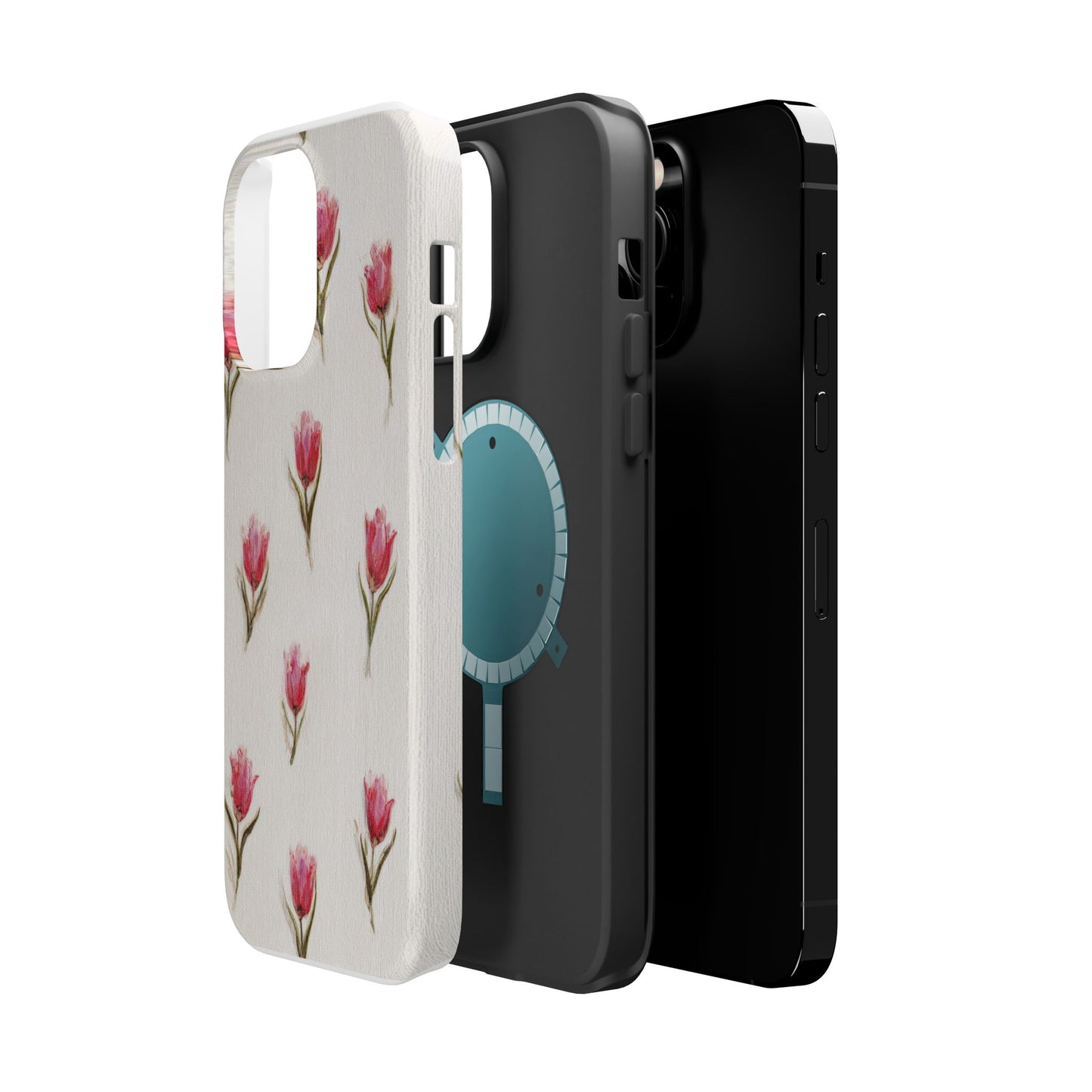 Floral Tulip Pattern Magnetic Impact-Resistant Phone Case