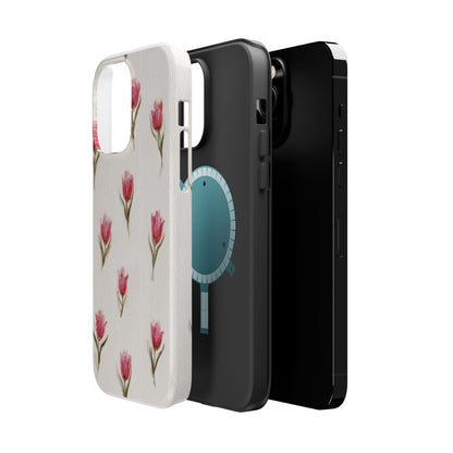 Floral Tulip Pattern Magnetic Impact-Resistant Phone Case