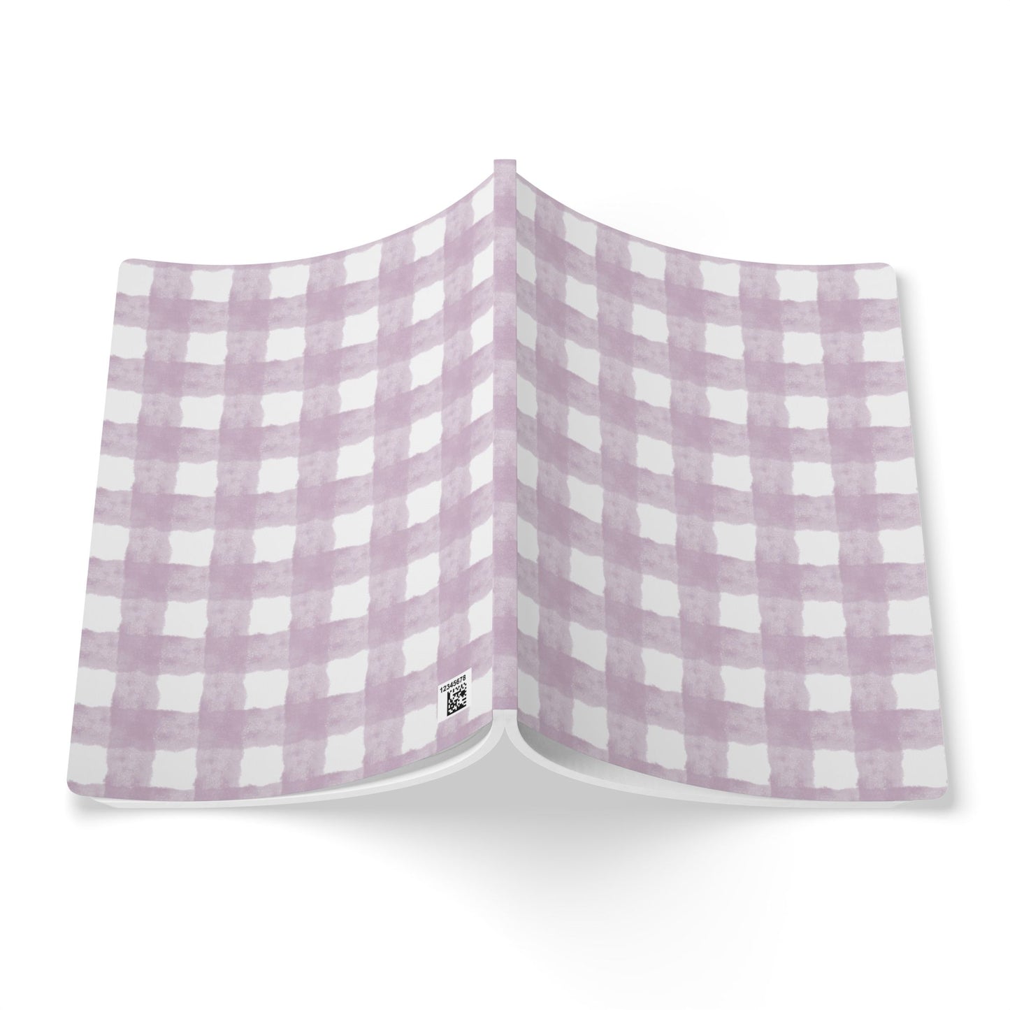 Lavender Gingham Softcover Journal — Floral Plaid Notebook for Notes & Planning