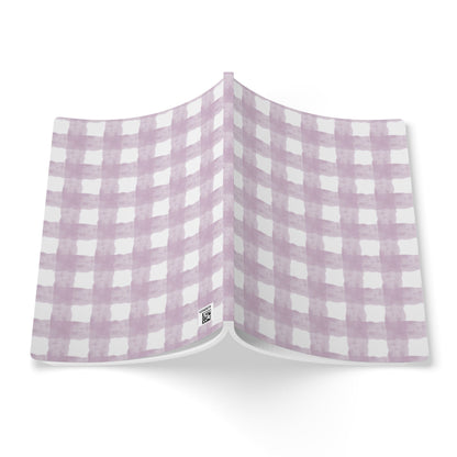 Lavender Gingham Softcover Journal — Floral Plaid Notebook for Notes & Planning