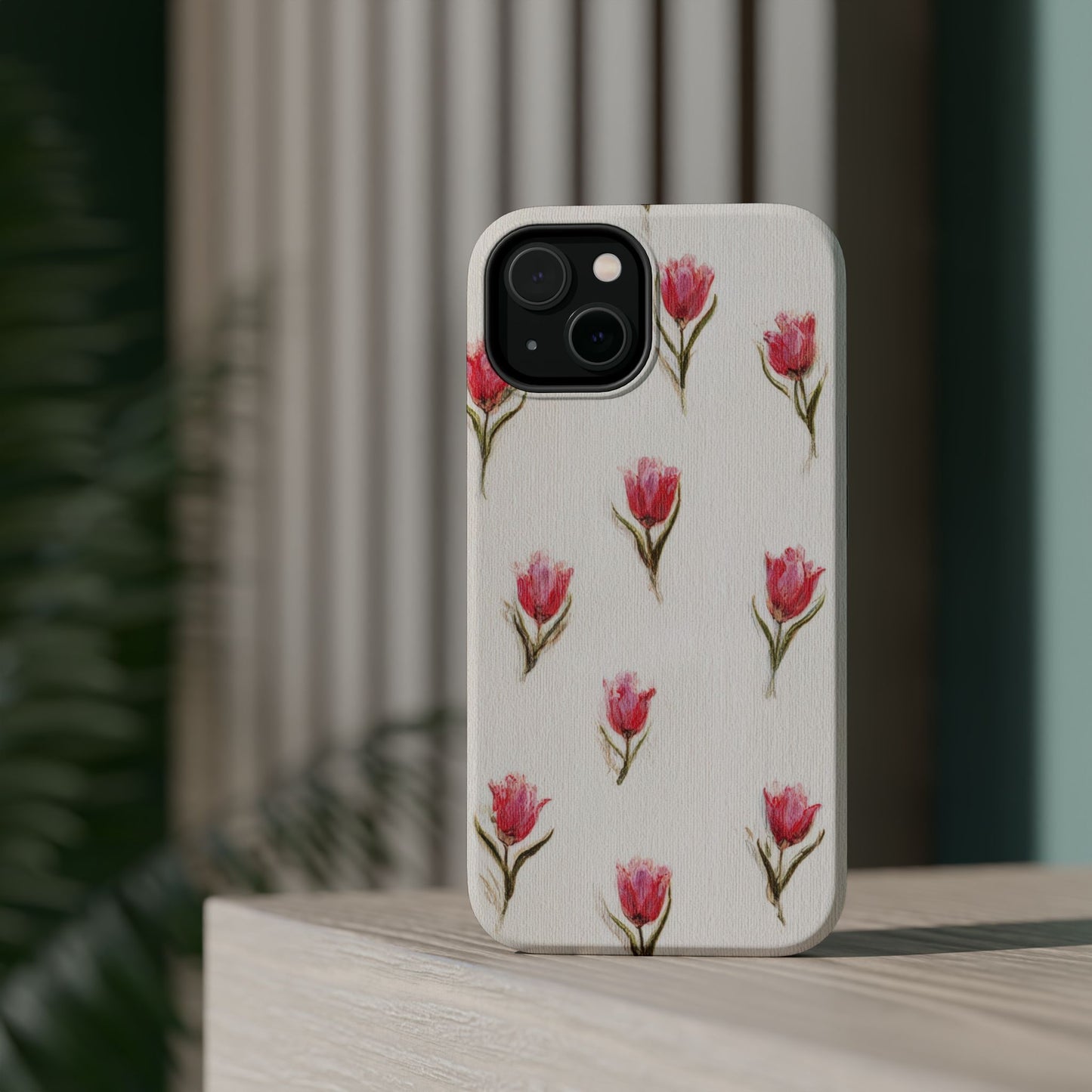 Floral Tulip Pattern Magnetic Impact-Resistant Phone Case