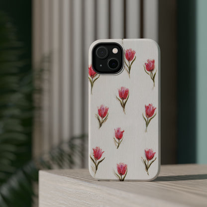 Floral Tulip Pattern Magnetic Impact-Resistant Phone Case