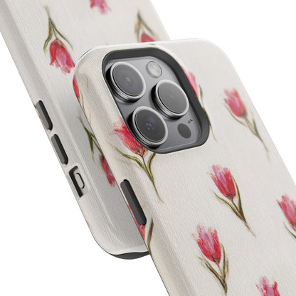 Floral Tulip Pattern Magnetic Impact-Resistant Phone Case