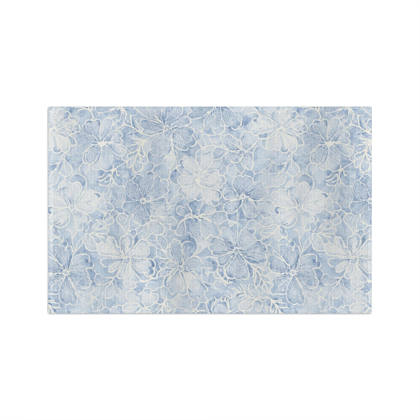 Blue Floral Microfiber Tea Towel — Watercolor Hydrangea Kitchen Towel