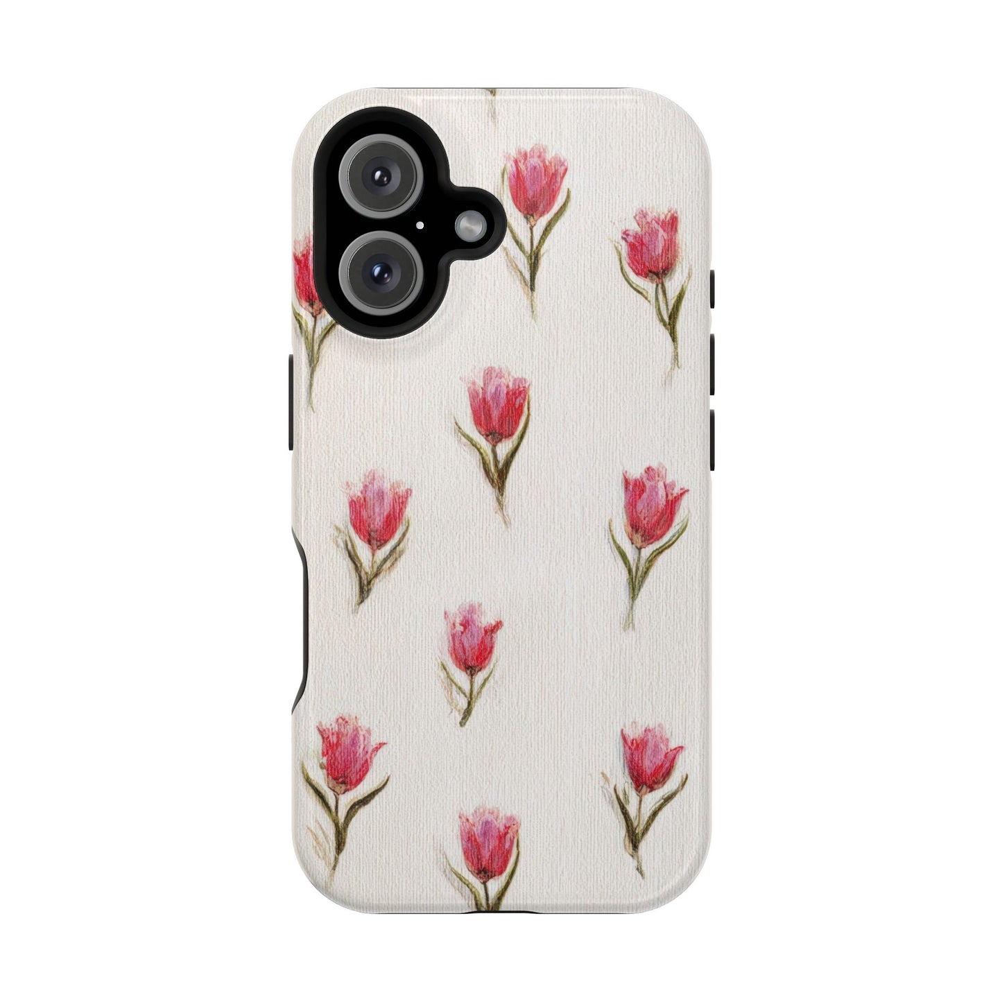 Floral Tulip Pattern Magnetic Impact-Resistant Phone Case