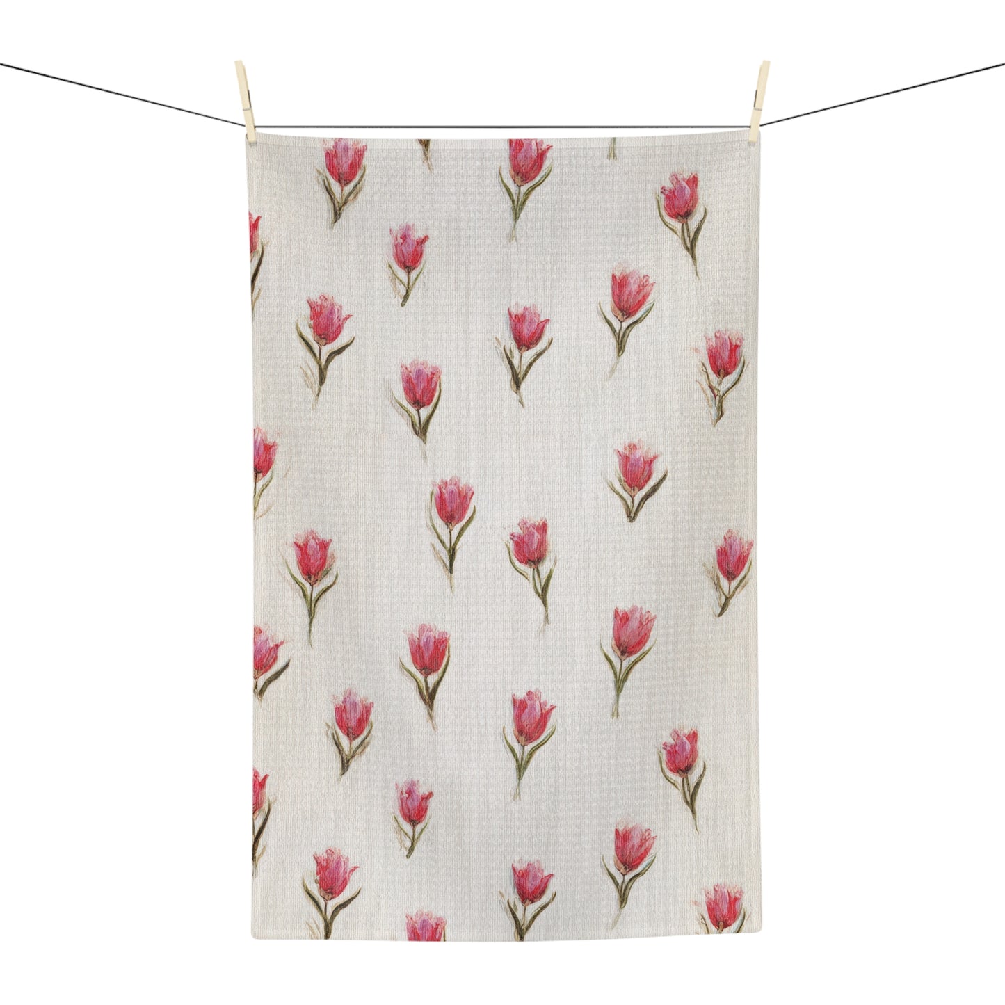 Pink Tulip Microfiber Tea Towel — Floral Kitchen Decor & Gift