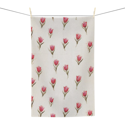 Pink Tulip Microfiber Tea Towel — Floral Kitchen Decor & Gift