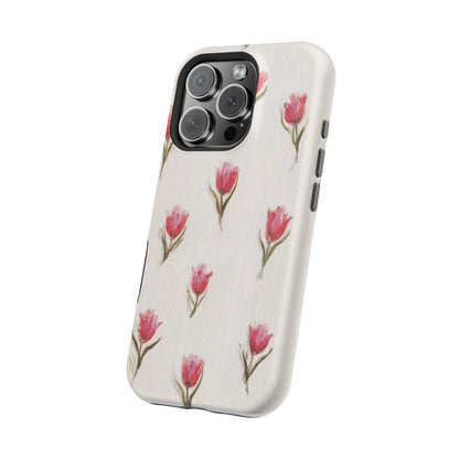 Floral Tulip Pattern Magnetic Impact-Resistant Phone Case