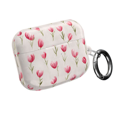 AirPod Case — Pink Watercolor Tulip Floral Protective Cover