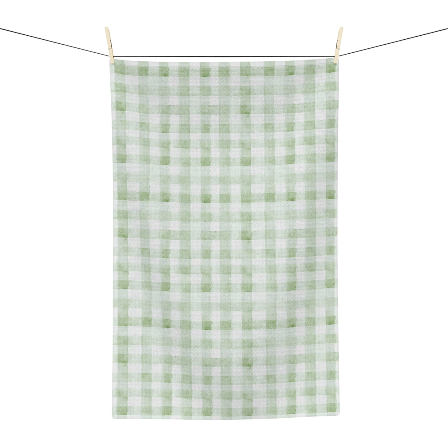Green Gingham Microfiber Tea Towel