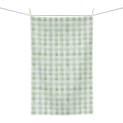 Green Gingham Microfiber Tea Towel