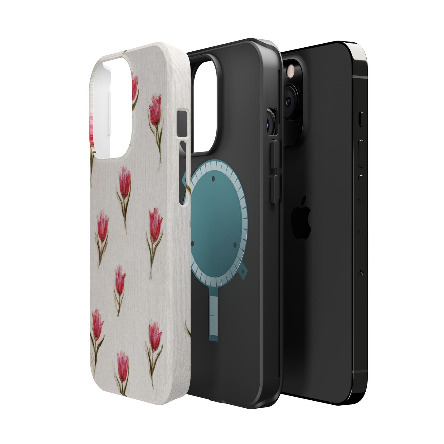 Floral Tulip Pattern Magnetic Impact-Resistant Phone Case