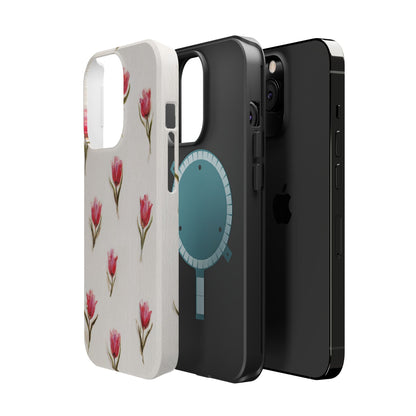 Floral Tulip Pattern Magnetic Impact-Resistant Phone Case