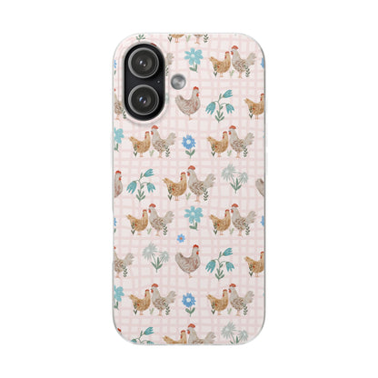 Chicken Pattern Phone Case — Pastel Farmhouse Floral iPhone Cover