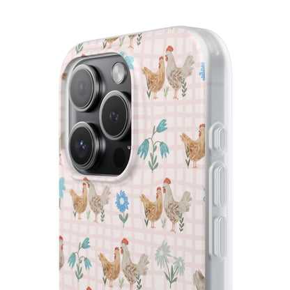 Chicken Pattern Phone Case — Pastel Farmhouse Floral iPhone Cover
