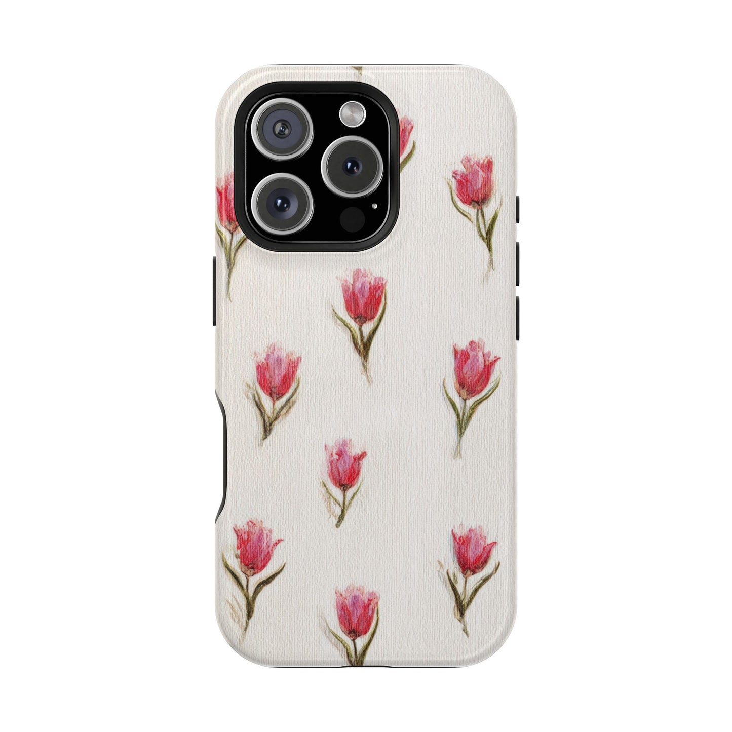 Floral Tulip Pattern Magnetic Impact-Resistant Phone Case