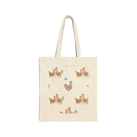 Chicken Pattern Cotton Tote Bag – Farmhouse Hen Market Bag