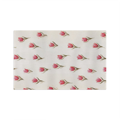 Pink Tulip Microfiber Tea Towel — Floral Kitchen Decor & Gift