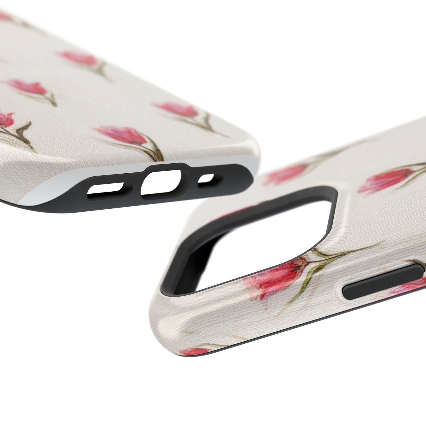 Floral Tulip Pattern Magnetic Impact-Resistant Phone Case