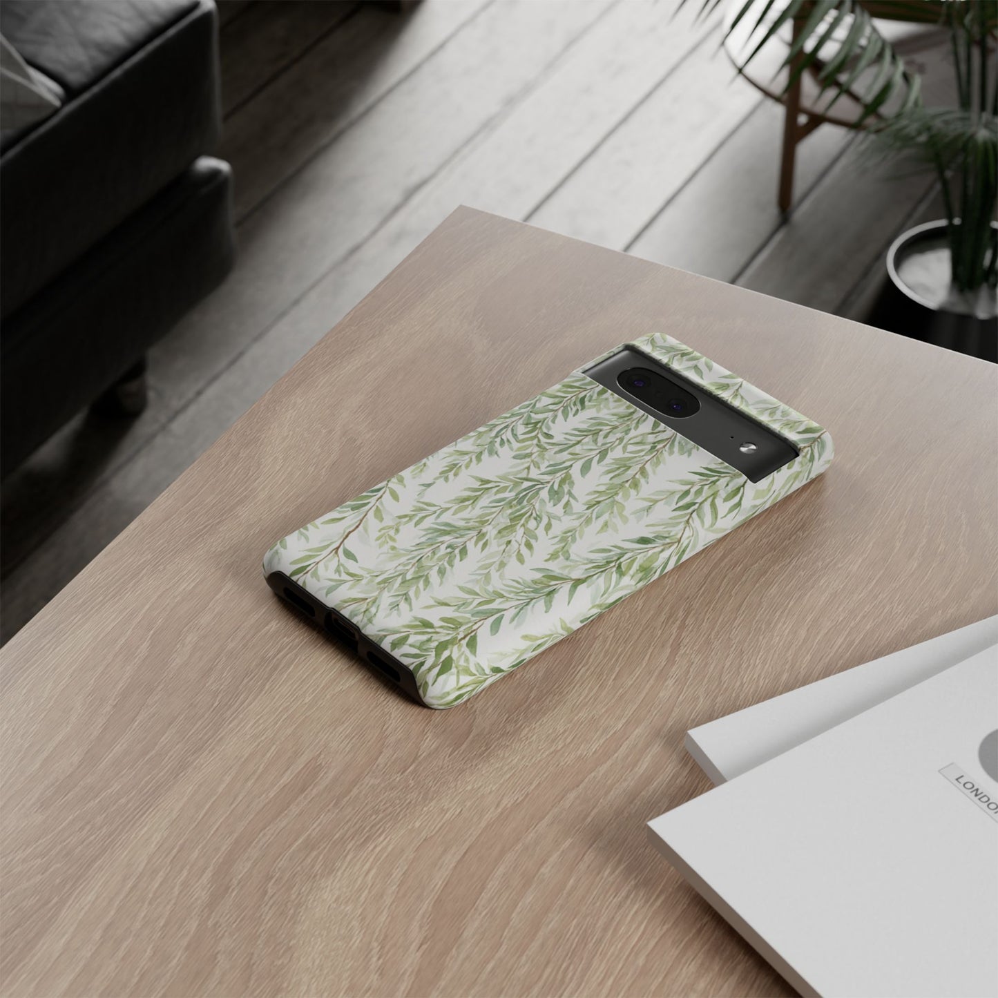 Willow Branch Phone Case — Green Botanical Tough Case