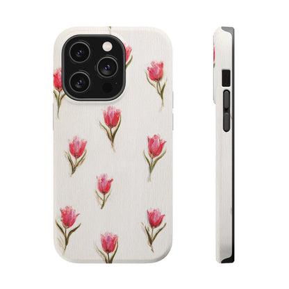 Floral Tulip Pattern Magnetic Impact-Resistant Phone Case