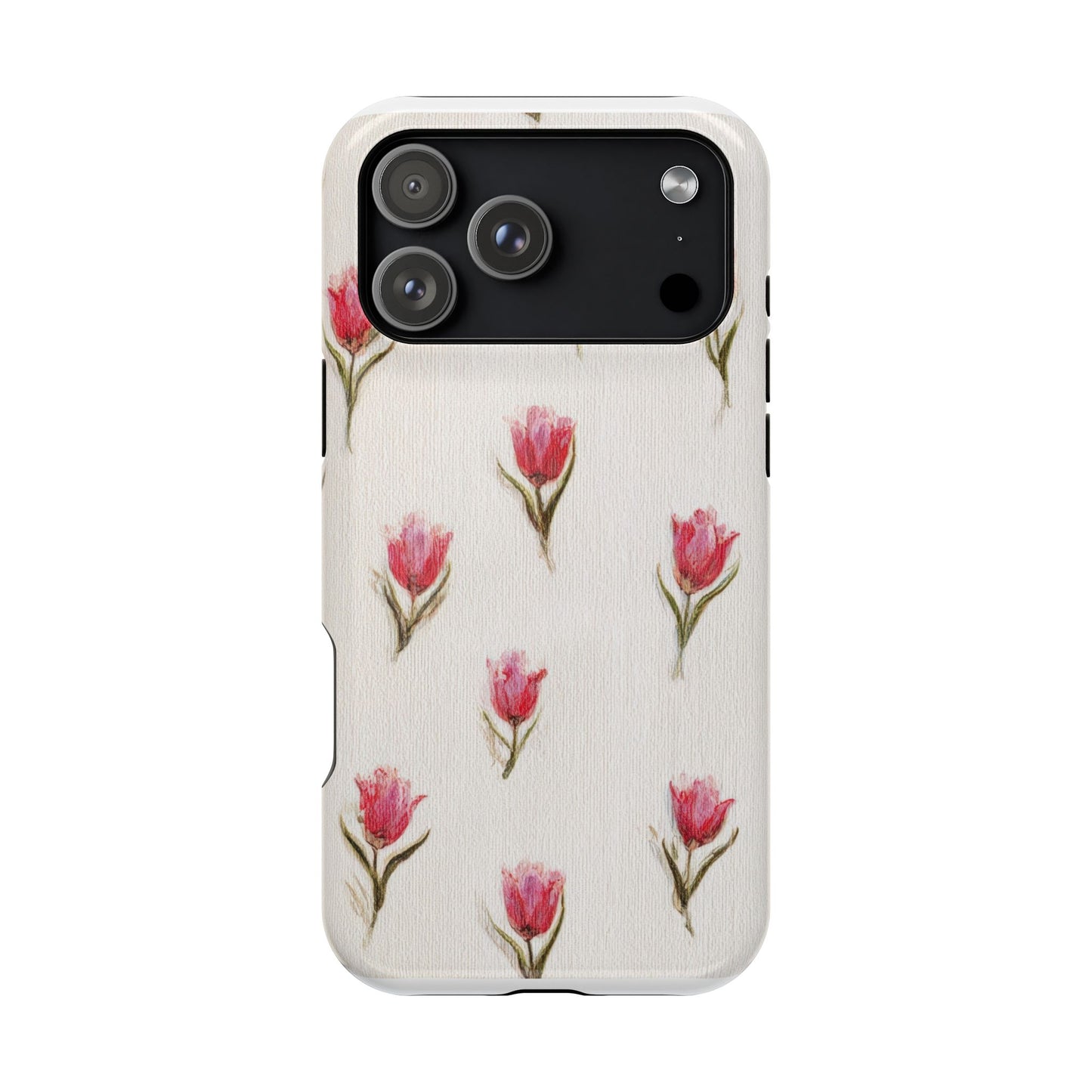 Floral Tulip Pattern Magnetic Impact-Resistant Phone Case