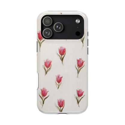 Floral Tulip Pattern Magnetic Impact-Resistant Phone Case