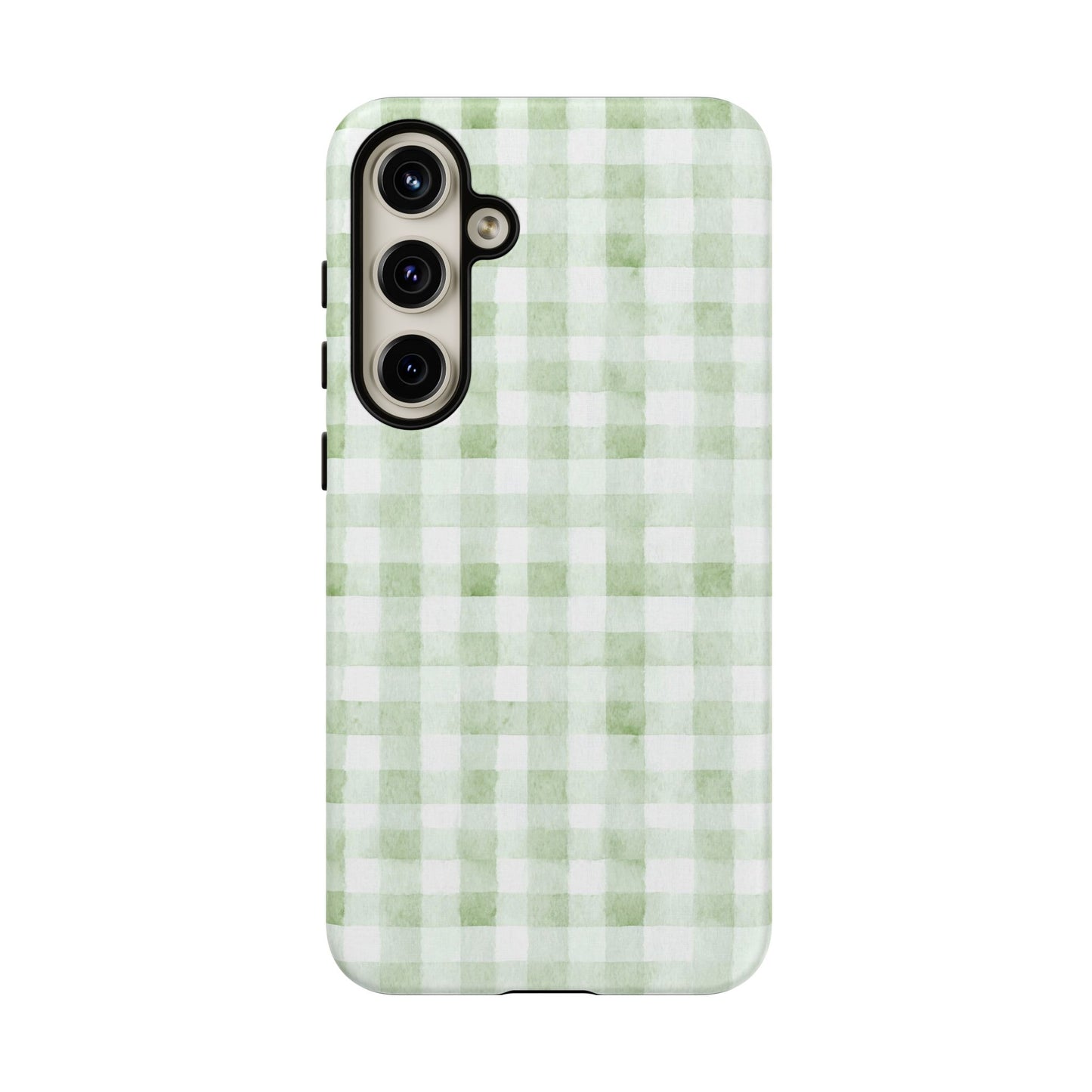 Green Gingham Tough Phone Case — Durable Plaid iPhone Protective Cover