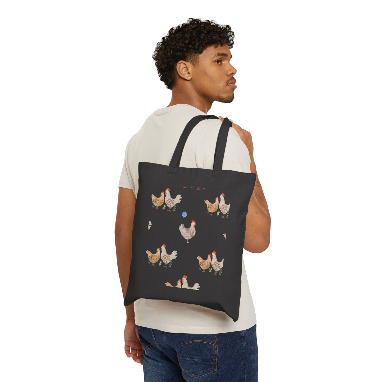 Chicken Pattern Cotton Tote Bag – Farmhouse Hen Market Bag