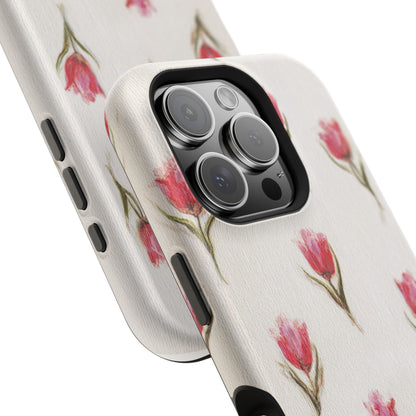 Floral Tulip Pattern Magnetic Impact-Resistant Phone Case