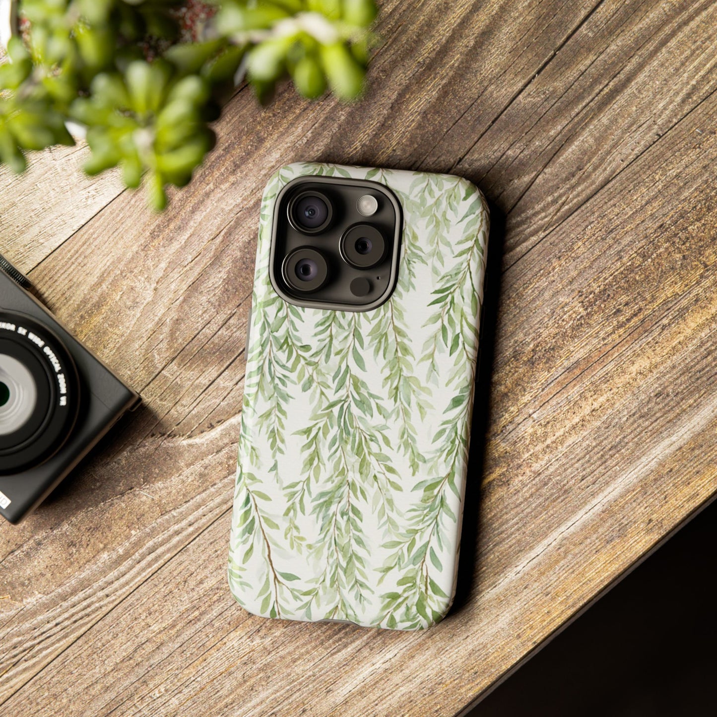 Willow Branch Phone Case — Green Botanical Tough Case