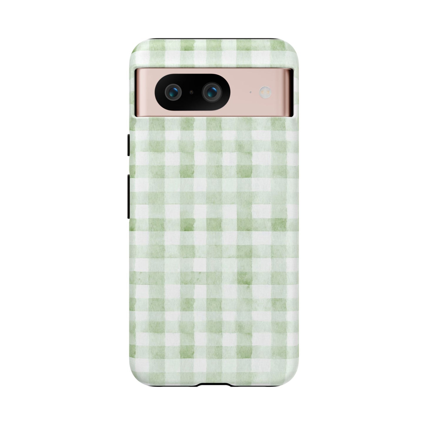 Green Gingham Tough Phone Case — Durable Plaid iPhone Protective Cover