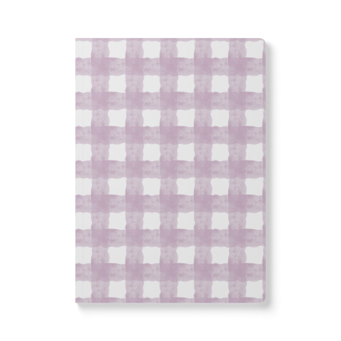 Lavender Gingham Softcover Journal — Floral Plaid Notebook for Notes & Planning