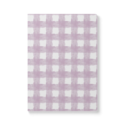 Lavender Gingham Softcover Journal — Floral Plaid Notebook for Notes & Planning
