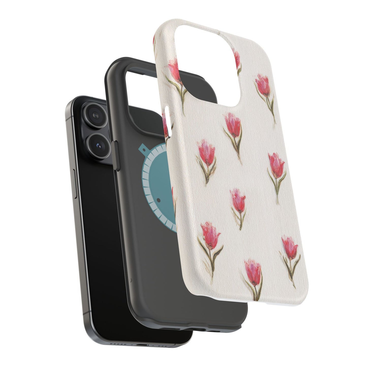 Floral Tulip Pattern Magnetic Impact-Resistant Phone Case
