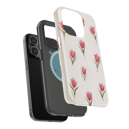 Floral Tulip Pattern Magnetic Impact-Resistant Phone Case