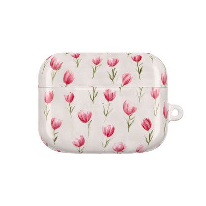 AirPod Case — Pink Watercolor Tulip Floral Protective Cover